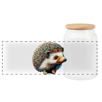 Hérisson - Boîte à biscuits avec couvercle en bois - blanc - Devant