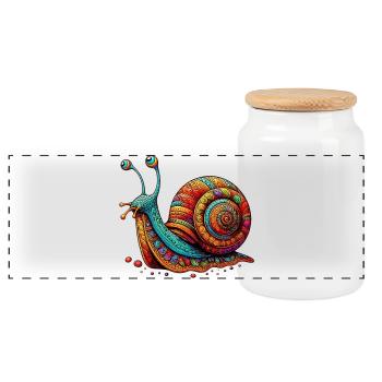 Schnecke - Panorama Keksdose mit Holzdeckel - Weiß - Vorne