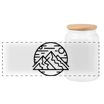 Abstrakte geometrische Art-Print - Panorama Keksdose mit Holzdeckel - Weiß - Vorne