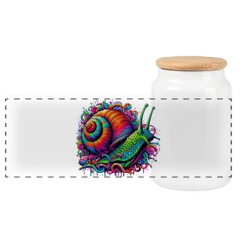 Schnecke - Panorama Keksdose mit Holzdeckel - Weiß - Vorne