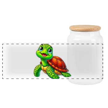 Tortue - Boîte à biscuits avec couvercle en bois - blanc - Devant