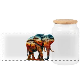 Éléphant - Boîte à biscuits avec couvercle en bois - blanc - Devant