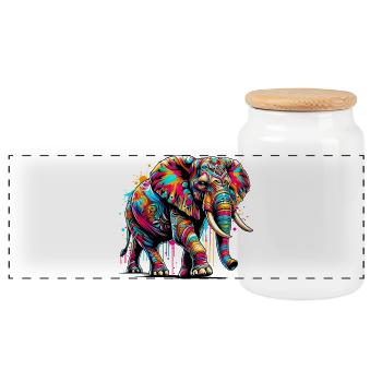 Éléphant - Boîte à biscuits avec couvercle en bois - blanc - Devant