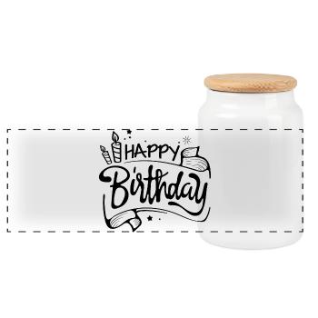Bon anniversaire - Boîte à biscuits avec couvercle en bois - blanc - Devant