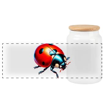Coccinelle - Boîte à biscuits avec couvercle en bois - blanc - Devant