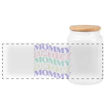 Pastel Mommy Retro Hippie for Mothersday - Panoramic Cookie Jar with Wooden Lid - white - Front