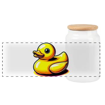 Caneton Canard Canard - Boîte à biscuits avec couvercle en bois - blanc - Devant