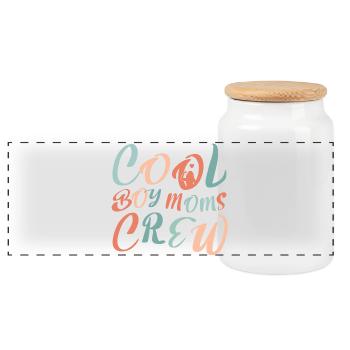 Cool Girl Moms Crew – Mom Life Design - Panoramic Cookie Jar with Wooden Lid - white - Front