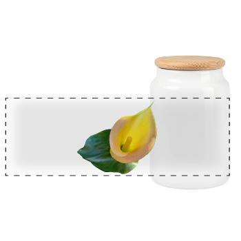 YELLOW CALLA LILY - Panoramic Cookie Jar with Wooden Lid - white - Front
