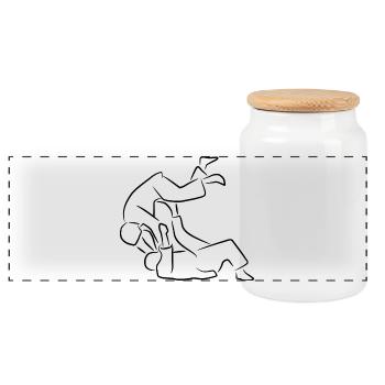 Judo - Panoramic Cookie Jar with Wooden Lid - white - Front