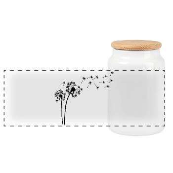 Le vent et le pissenlit noir - Boîte à biscuits avec couvercle en bois - blanc - Devant