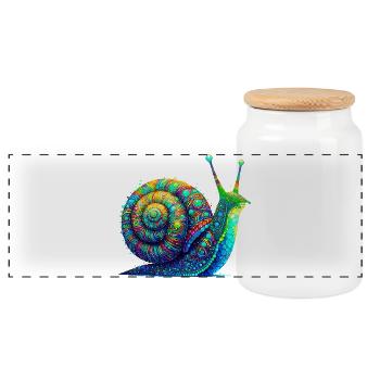 Schnecke - Panorama Keksdose mit Holzdeckel - Weiß - Vorne