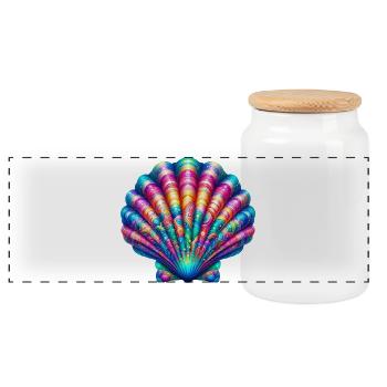 Coquille Saint-Jacques - Boîte à biscuits avec couvercle en bois - blanc - Devant
