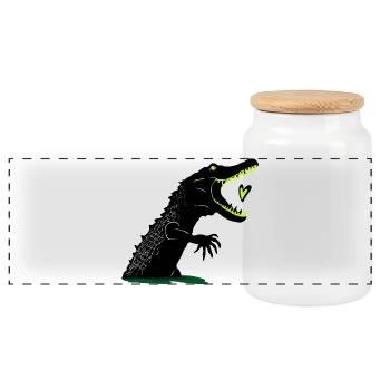 Krokodil Ich Hab Dich Zum Fressen Gern - Panorama Keksdose mit Holzdeckel - Weiß - Vorne