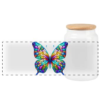 Papillon - Boîte à biscuits avec couvercle en bois - blanc - Devant