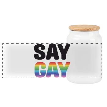 Mois de la fierté LGBT - Say Gay - Boîte à biscuits avec couvercle en bois - blanc - Devant