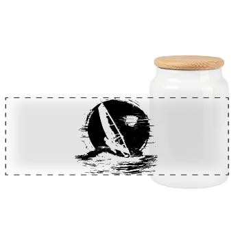 Fan de planche à voile - Boîte à biscuits avec couvercle en bois - blanc - Devant