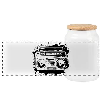 Musique hip-hop - Boîte à biscuits avec couvercle en bois - blanc - Devant