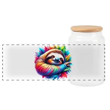 Sloth - Panoramic Cookie Jar with Wooden Lid - white - Front