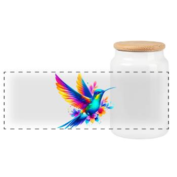 Colibri - Boîte à biscuits avec couvercle en bois - blanc - Devant