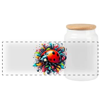 Coccinelle - Boîte à biscuits avec couvercle en bois - blanc - Devant