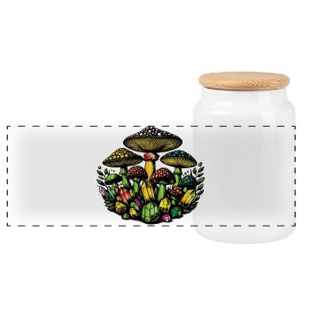 champignons et cristaux magiques - Boîte à biscuits avec couvercle en bois - blanc - Devant