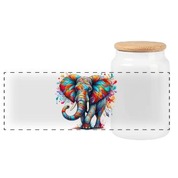 Éléphant - Boîte à biscuits avec couvercle en bois - blanc - Devant