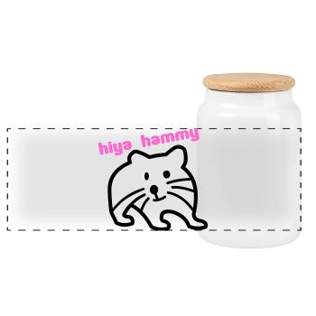 hiya hammy - Panoramic Cookie Jar with Wooden Lid - white - Front