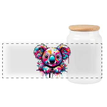 Koala - Panoramic Cookie Jar with Wooden Lid - white - Front
