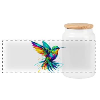 Kolibri - Panorama Keksdose mit Holzdeckel - Weiß - Vorne