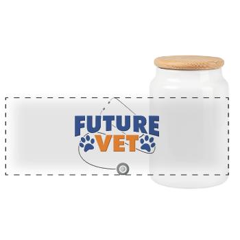 Veterinarian Veterinary Student - Panoramic Cookie Jar with Wooden Lid - white - Front
