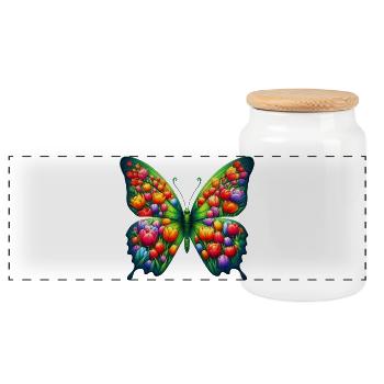 Tulipes papillon Hollande - Boîte à biscuits avec couvercle en bois - blanc - Devant