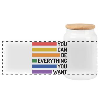 LGBT Pride Month - You Can Be Everything You Want - Panoramic Cookie Jar with Wooden Lid - white - Front