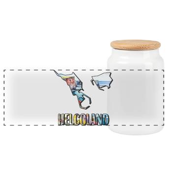 Aquarell Landkarte Helgoland - Panorama Keksdose mit Holzdeckel - Weiß - Vorne