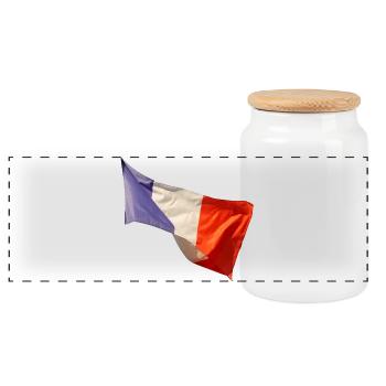 Blue White Red Flag Look - Panoramic Cookie Jar with Wooden Lid - white - Front