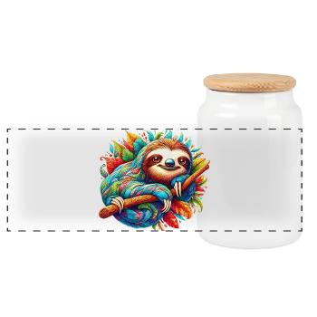 Paresse - Boîte à biscuits avec couvercle en bois - blanc - Devant