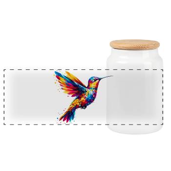 Hummingbird - Panoramic Cookie Jar with Wooden Lid - white - Front