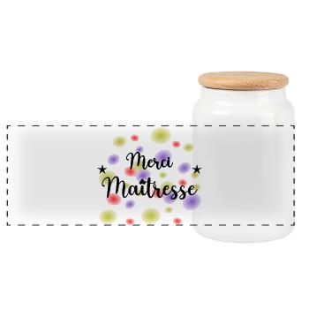 MISTRESS. THANK YOU. THANK YOU MISTRESS. GIFT - Panoramic Cookie Jar with Wooden Lid - white - Front
