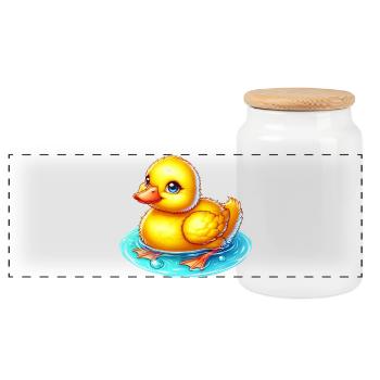 Caneton Canard Canard - Boîte à biscuits avec couvercle en bois - blanc - Devant