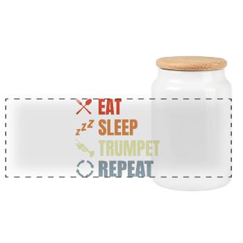 Mangez la trompette du sommeil Répéter - Boîte à biscuits avec couvercle en bois - blanc - Devant