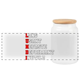 Monday - Panoramic Cookie Jar with Wooden Lid - white - Front