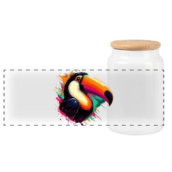 Toucan - Panoramic Cookie Jar with Wooden Lid - white - Front