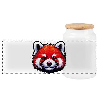 Kleiner Panda - Panorama Keksdose mit Holzdeckel - Weiß - Vorne