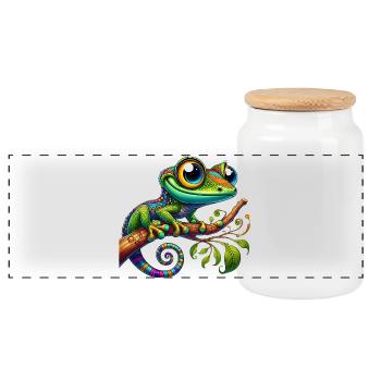 Gecko - Boîte à biscuits avec couvercle en bois - blanc - Devant
