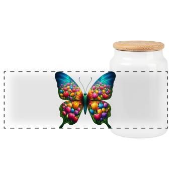 Schmetterling Tulpen Tulpe Holland - Panorama Keksdose mit Holzdeckel - Weiß - Vorne