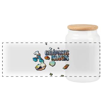 Watercolor Map Galapagos - Panoramic Cookie Jar with Wooden Lid - white - Front