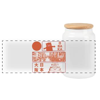 Visit Osaka Castle - Panorama Keksdose mit Holzdeckel - Weiß - Vorne
