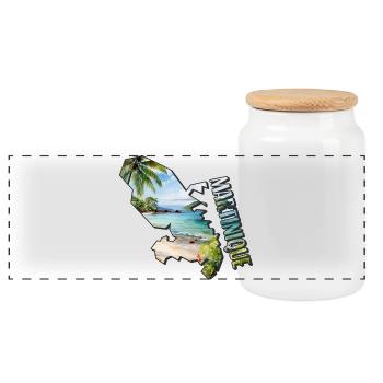 Watercolor Map Martinique - Panoramic Cookie Jar with Wooden Lid - white - Front