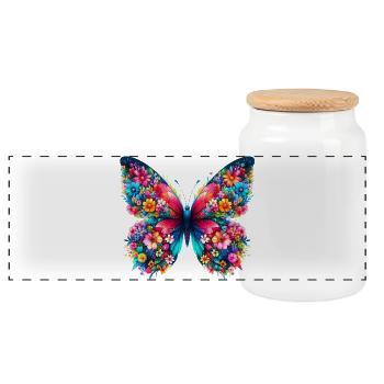 Schmetterling - Panorama Keksdose mit Holzdeckel - Weiß - Vorne