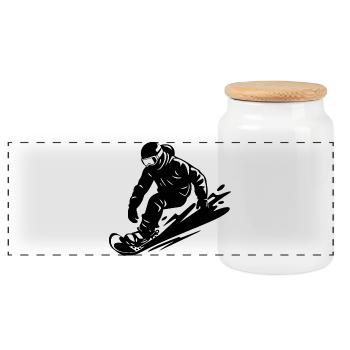 Snowboarder - Panorama Keksdose mit Holzdeckel - Weiß - Vorne